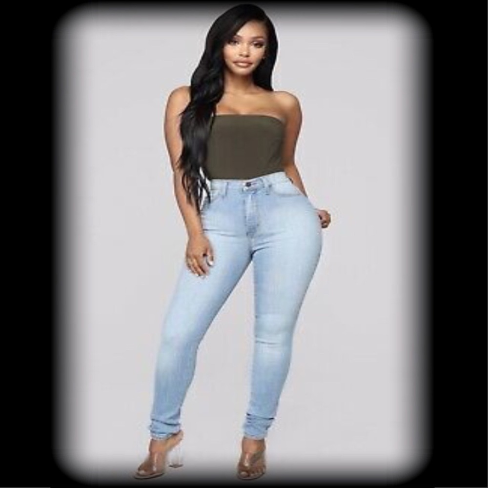 👅💦👅Classic High Waist Skinny Jeans Light Blue